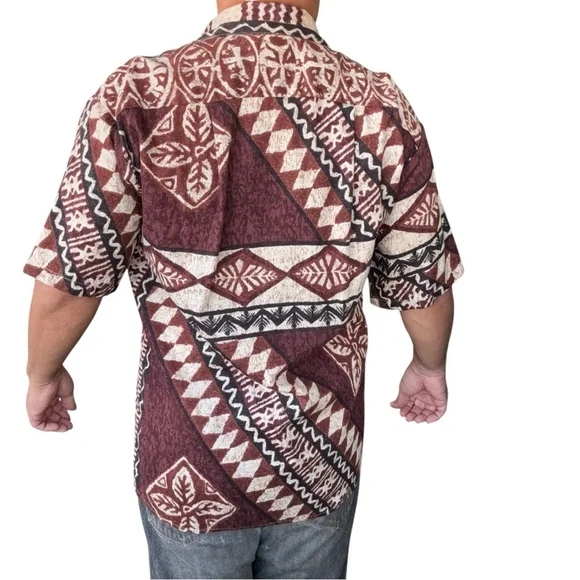 Vintage Locals Only Hawaii Aloha shirt full button front Large Tapa Bark Cloth - Picture 5 of 7